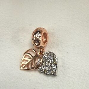 Gorgeous Rose Gold and Sterling Silver Leaf Charm